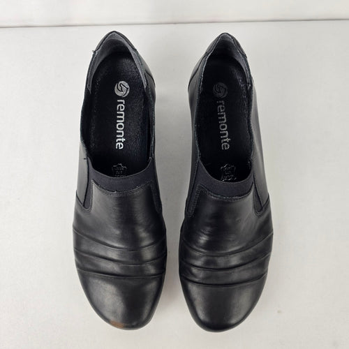 Remonte Black Leather Low Heel Shoes Size 8