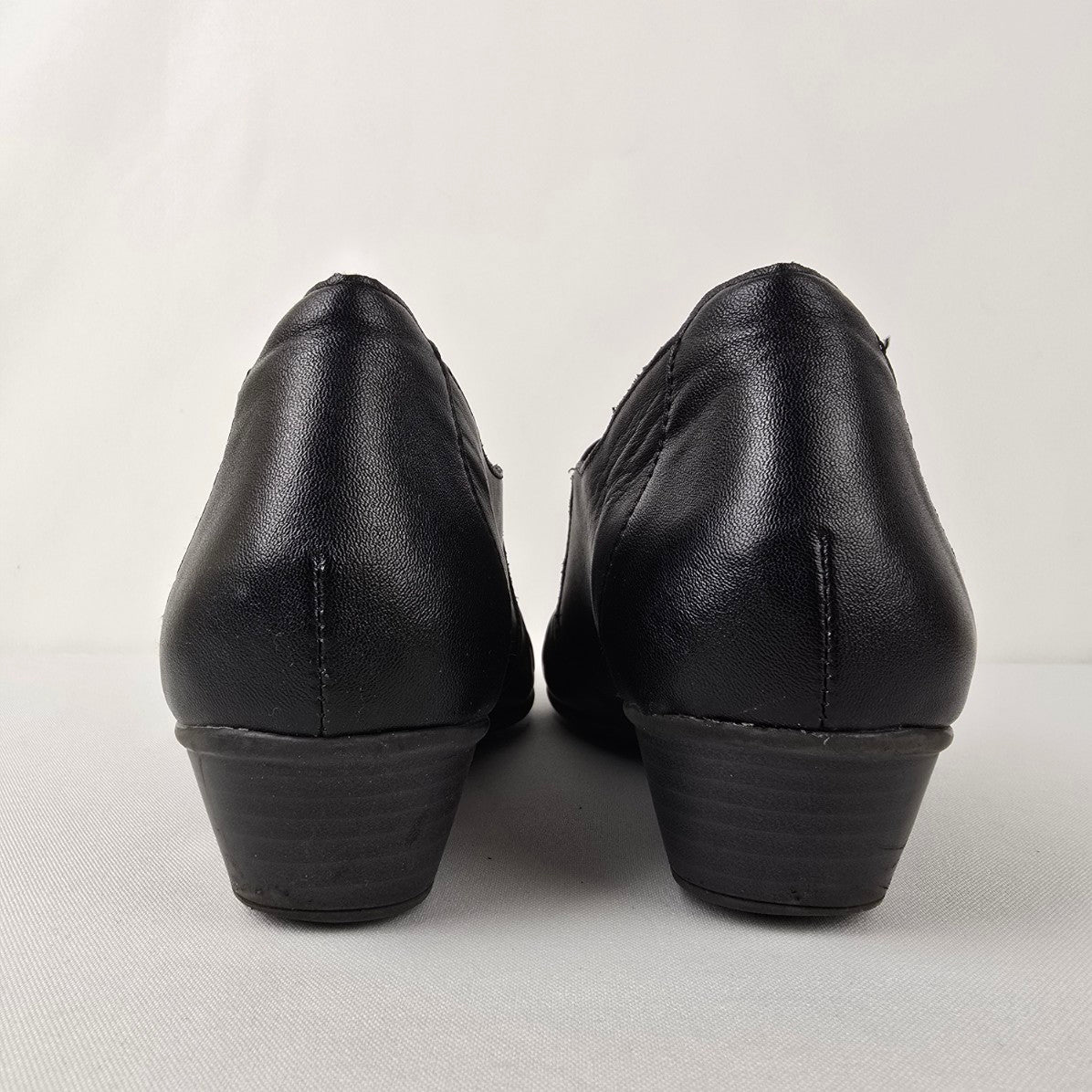 Remonte Black Leather Low Heel Shoes Size 8