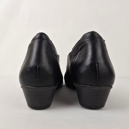 Remonte Black Leather Low Heel Shoes Size 8