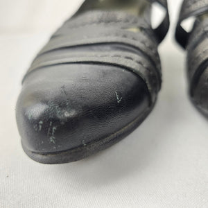 Fidji Grey Leather Mary Jane Heeled Shoes Size 9