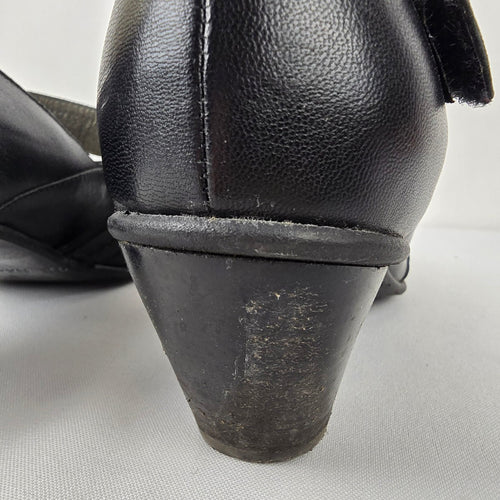 Fidji Grey Leather Mary Jane Heeled Shoes Size 9