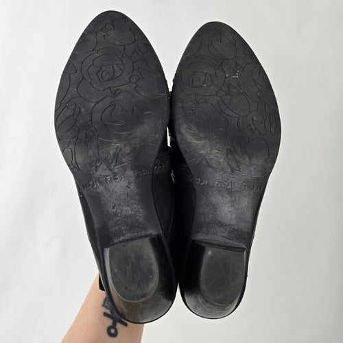 Fidji Grey Leather Mary Jane Heeled Shoes Size 9