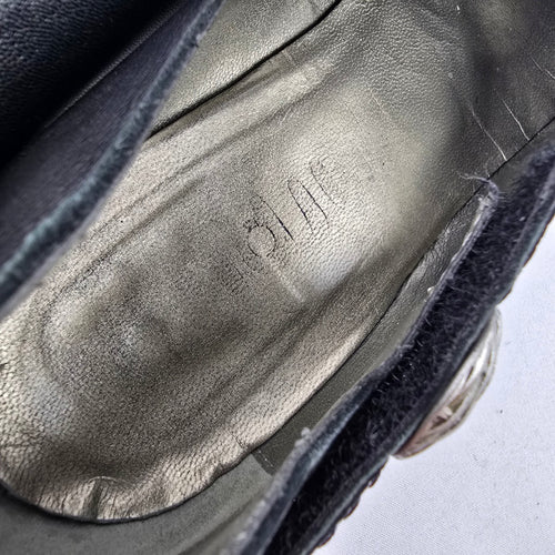 Fidji Grey Leather Mary Jane Heeled Shoes Size 9