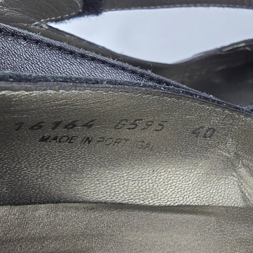 Fidji Grey Leather Mary Jane Heeled Shoes Size 9