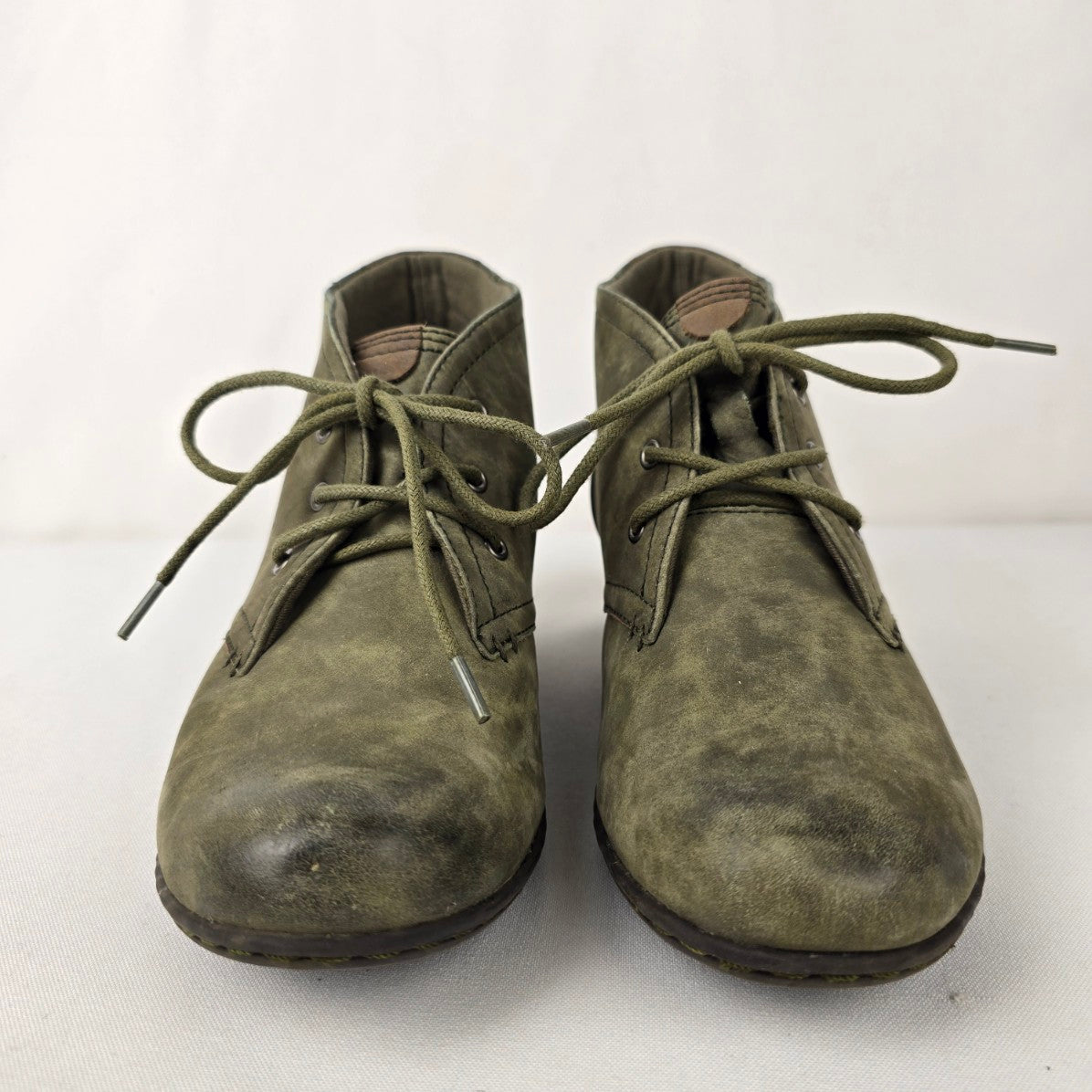 Rockport Green Suede Lace Up Booties Size 6