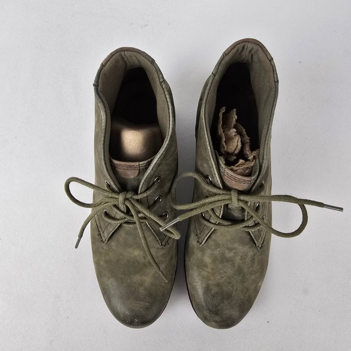 Rockport Green Suede Lace Up Booties Size 6