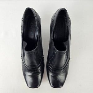 Locale Black Leather Heeled Shoes Size 8