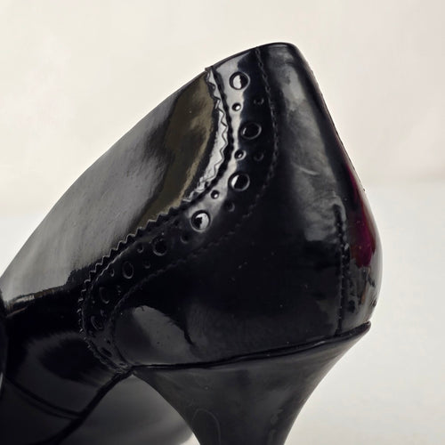Marc Fisher Black Patent Peep Toe Heeled Shoes Size 6.5