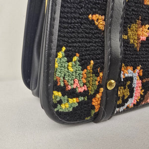 Vintage Spilene Black Floral Tapestry Purse