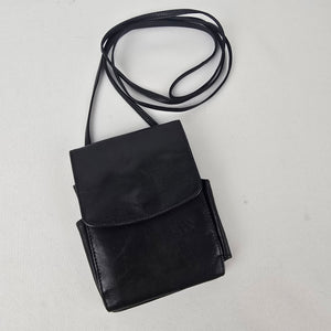 Black Leather Wallet Crossbody Purse