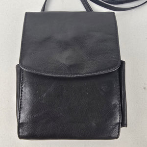 Black Leather Wallet Crossbody Purse