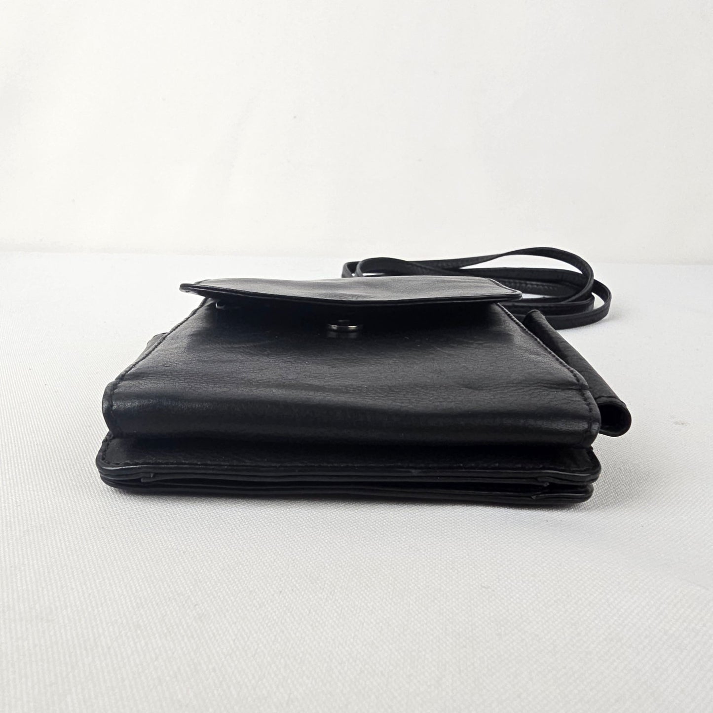 Black Leather Wallet Crossbody Purse
