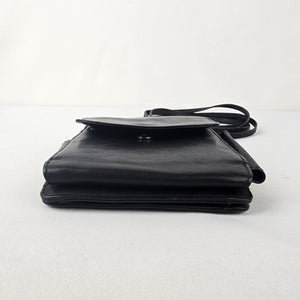 Black Leather Wallet Crossbody Purse