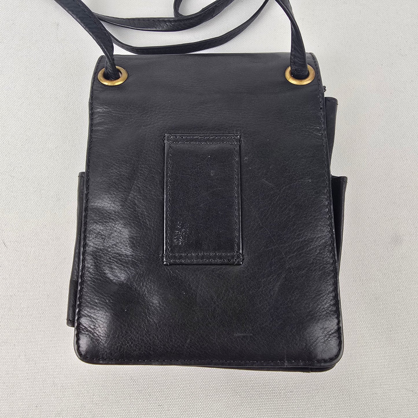 Black Leather Wallet Crossbody Purse
