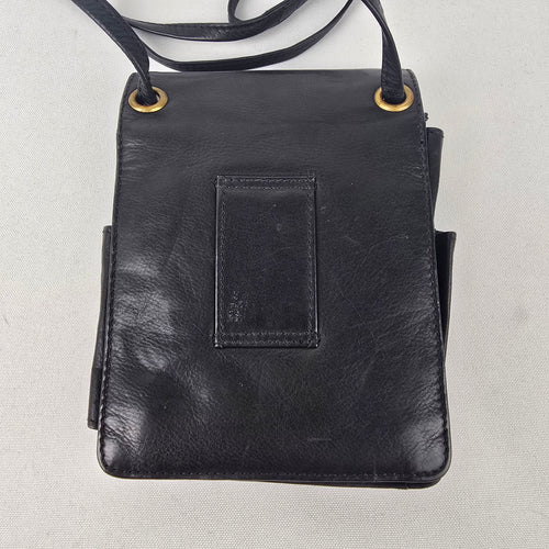 Black Leather Wallet Crossbody Purse