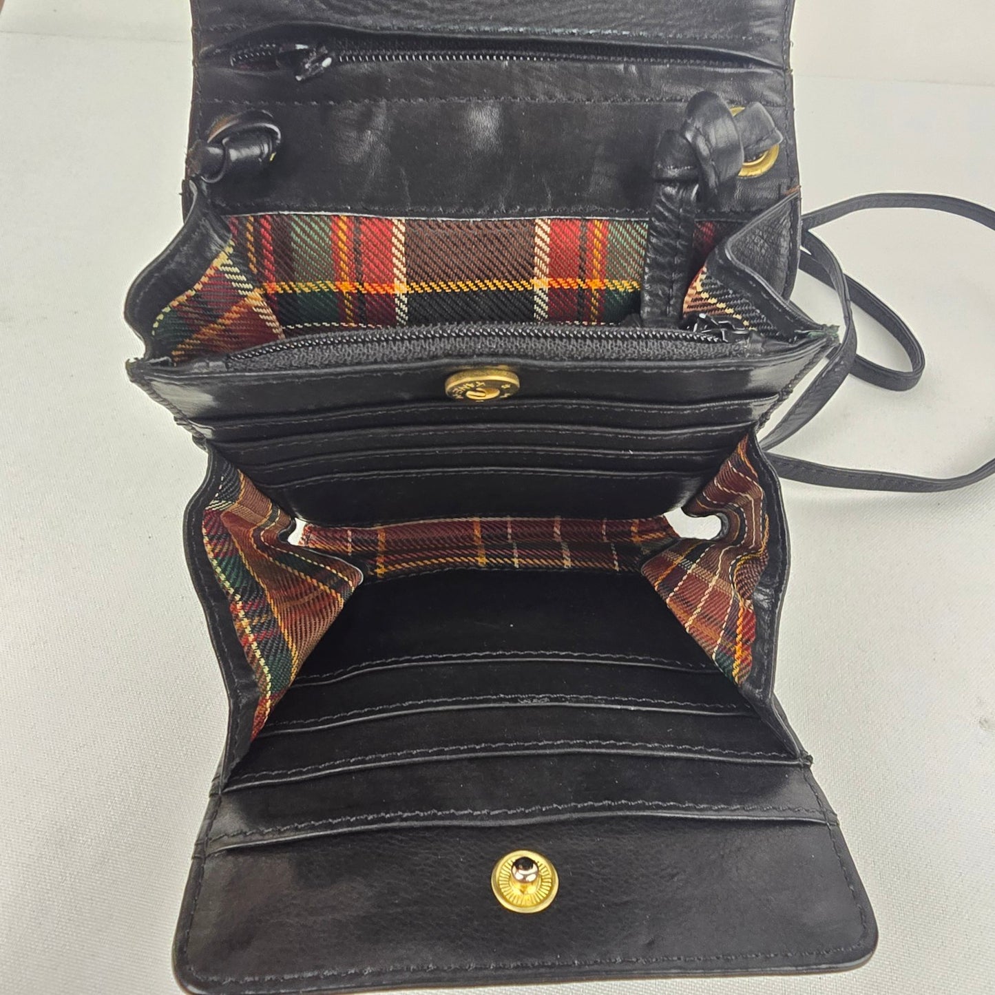 Black Leather Wallet Crossbody Purse