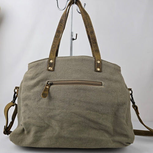 Myra Bag Leather & Canvas Tweed Grey Shoulder Purse