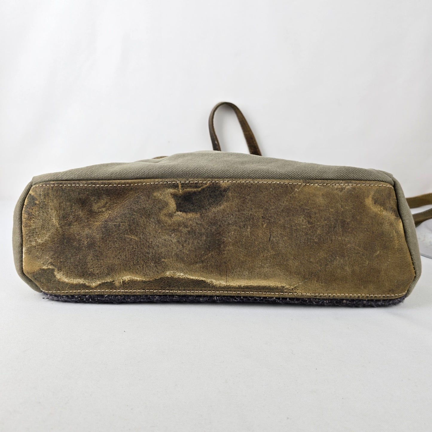 Myra Bag Leather & Canvas Tweed Grey Shoulder Purse