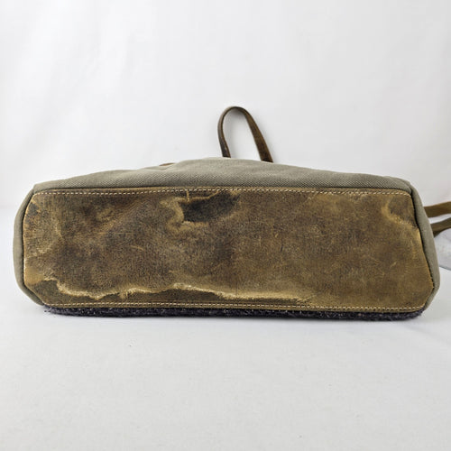 Myra Bag Leather & Canvas Tweed Grey Shoulder Purse