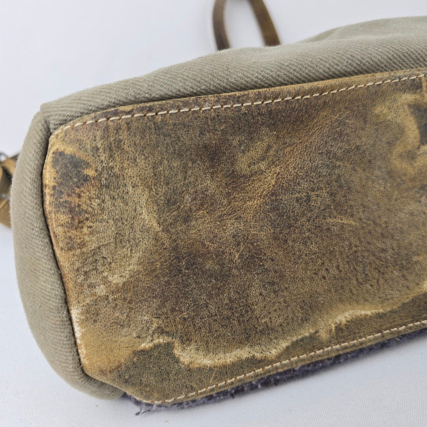 Myra Bag Leather & Canvas Tweed Grey Shoulder Purse