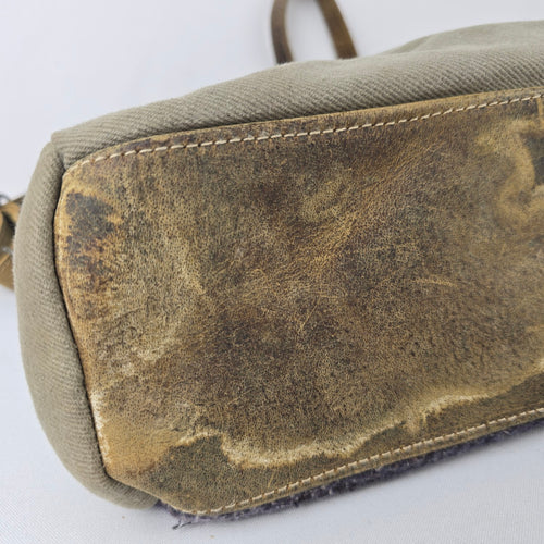 Myra Bag Leather & Canvas Tweed Grey Shoulder Purse