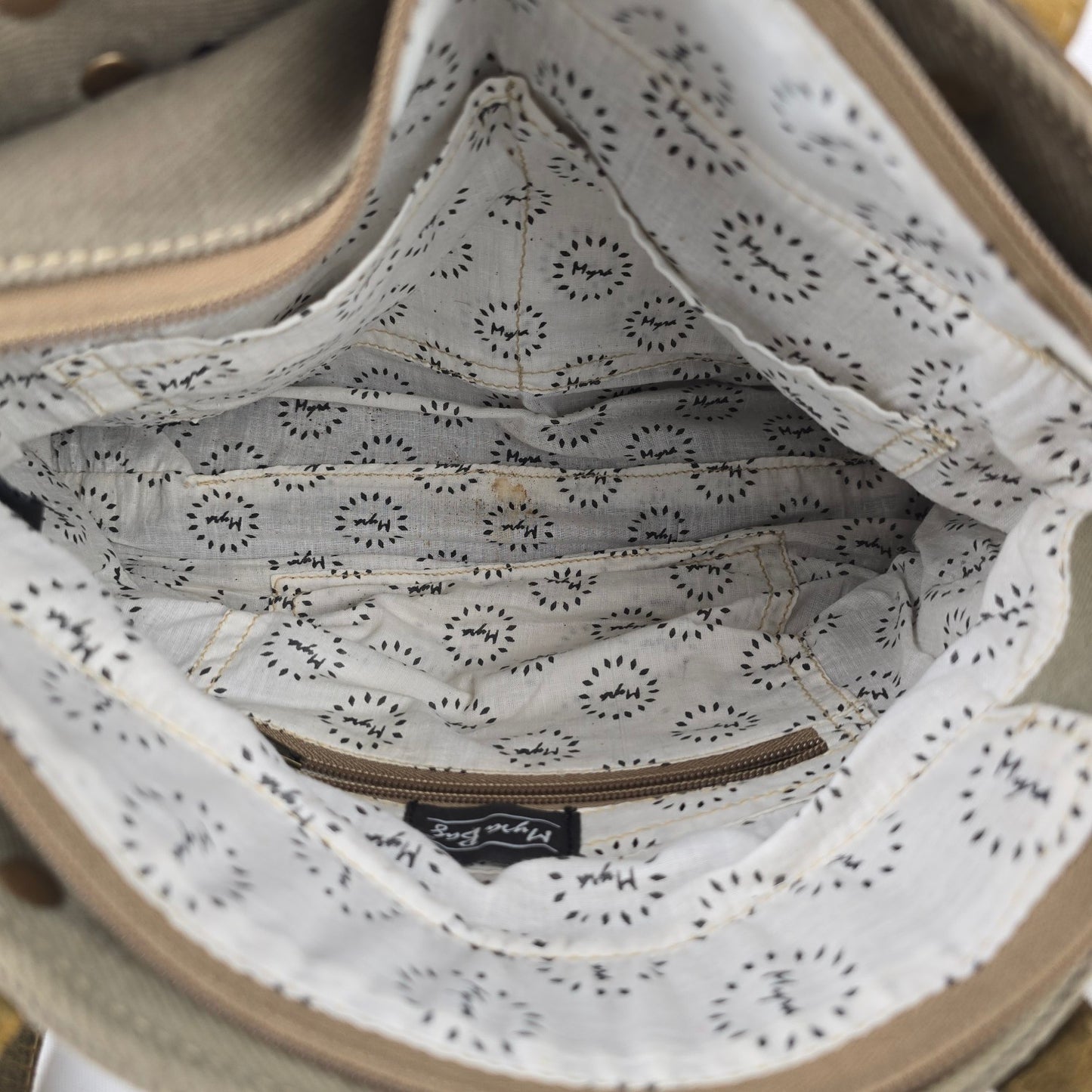 Myra Bag Leather & Canvas Tweed Grey Shoulder Purse