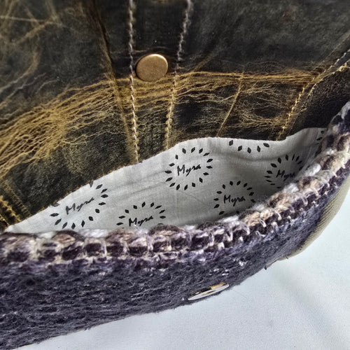 Myra Bag Leather & Canvas Tweed Grey Shoulder Purse