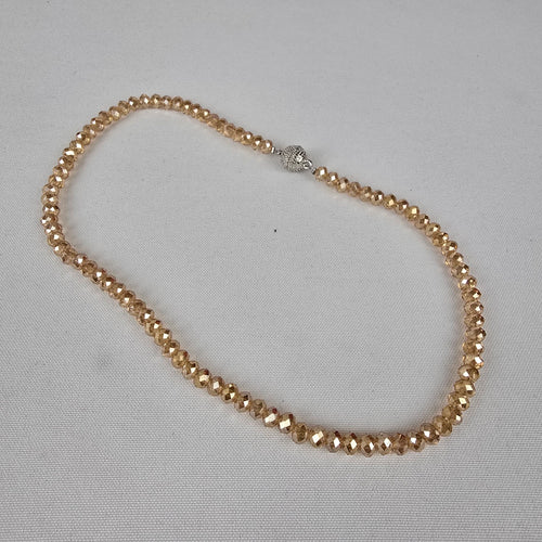 Amber Glass Beaded Collar Magnetic Clasp Necklace