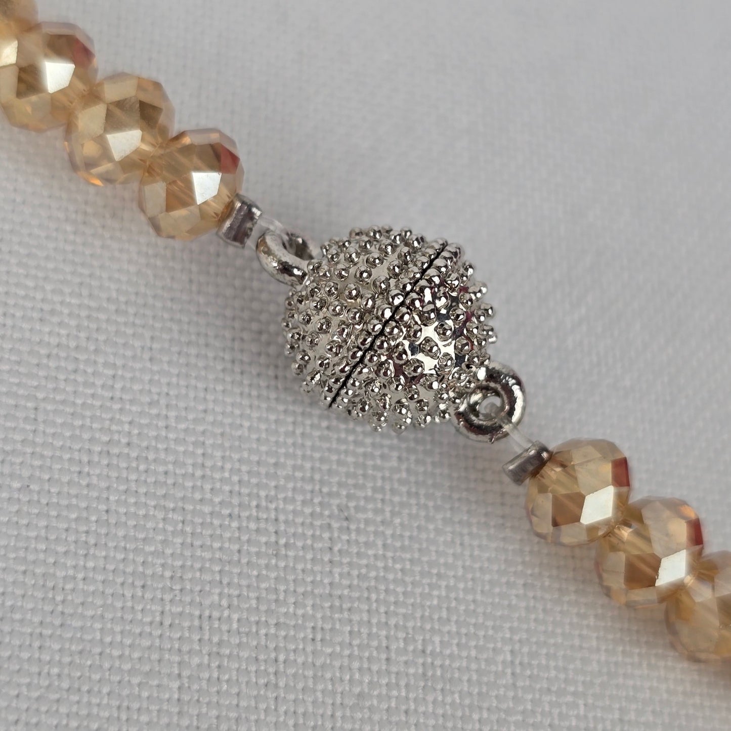 Amber Glass Beaded Collar Magnetic Clasp Necklace