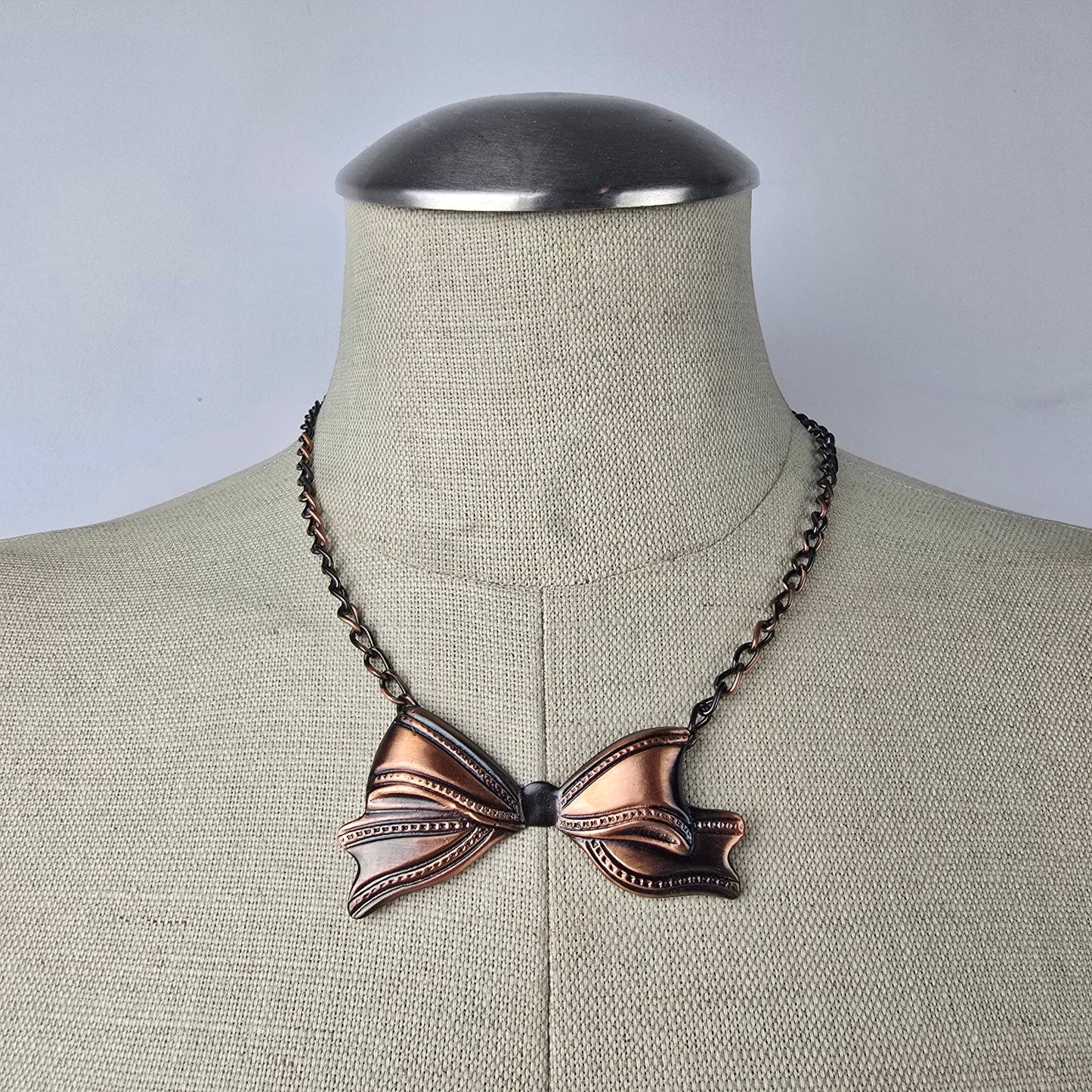 Vintage Copper Bow Necklace
