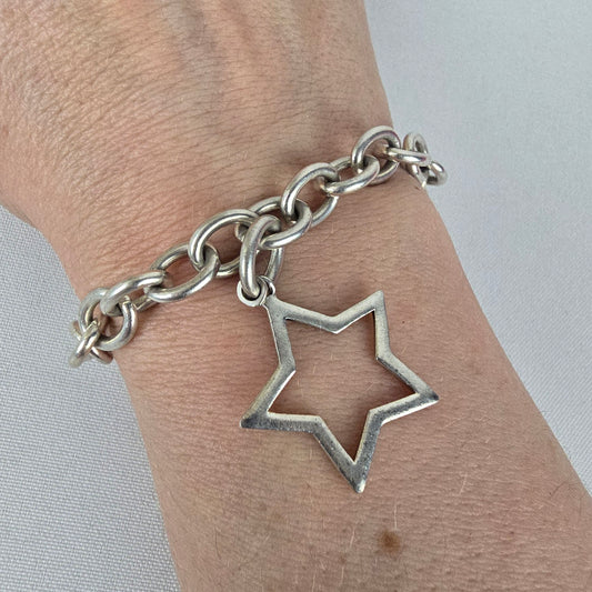 925 Sterling Silver Star Charm Chain Bracelet