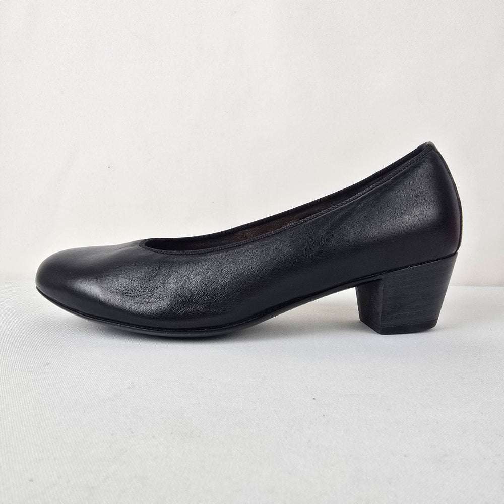 Waldlaufer Black Leather Low Heel Shoes Size 8