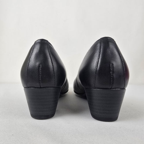 Waldlaufer Black Leather Low Heel Shoes Size 8