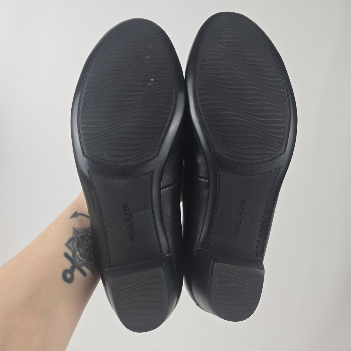 Waldlaufer Black Leather Low Heel Shoes Size 8