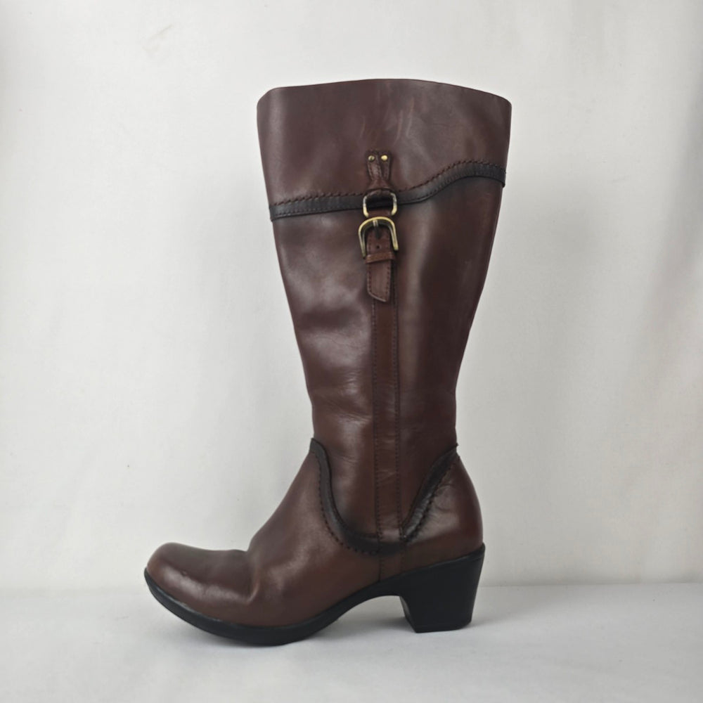Clarks Bendables Brown Leather Heeled  Boots Size 6