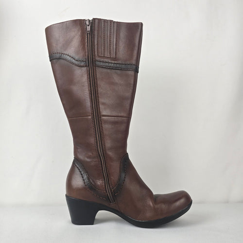 Clarks Bendables Brown Leather Heeled  Boots Size 6