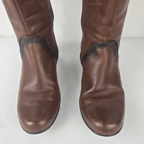 Clarks Bendables Brown Leather Heeled  Boots Size 6
