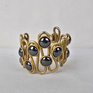Vintage Gold Tone Metallic Silver Cuff Bracelet