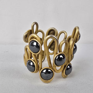Vintage Gold Tone Metallic Silver Cuff Bracelet