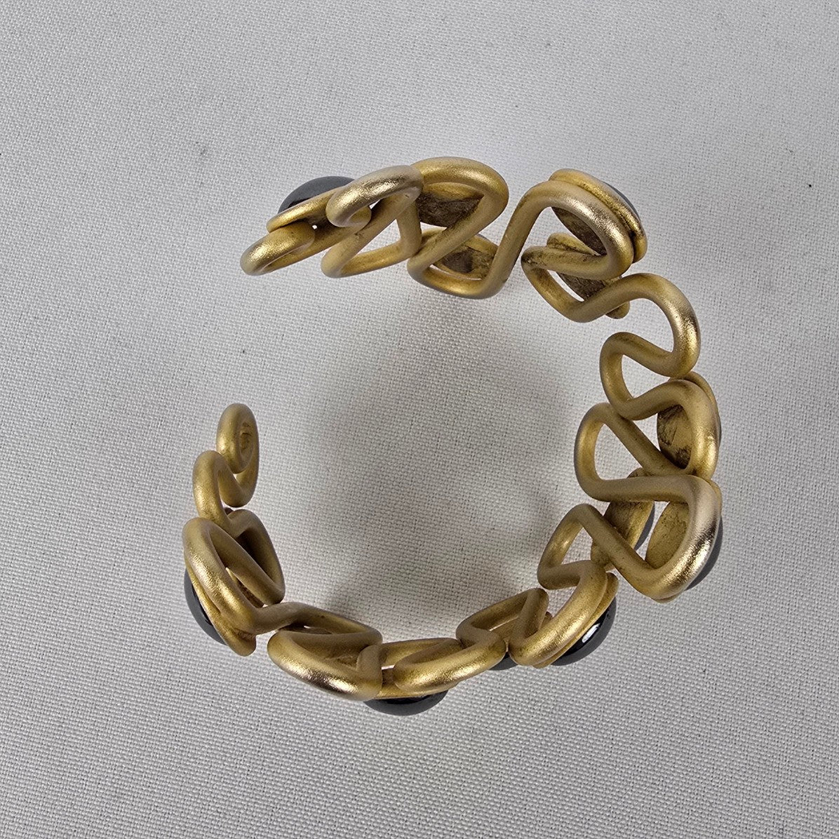 Vintage Gold Tone Metallic Silver Cuff Bracelet