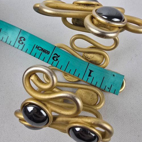 Vintage Gold Tone Metallic Silver Cuff Bracelet