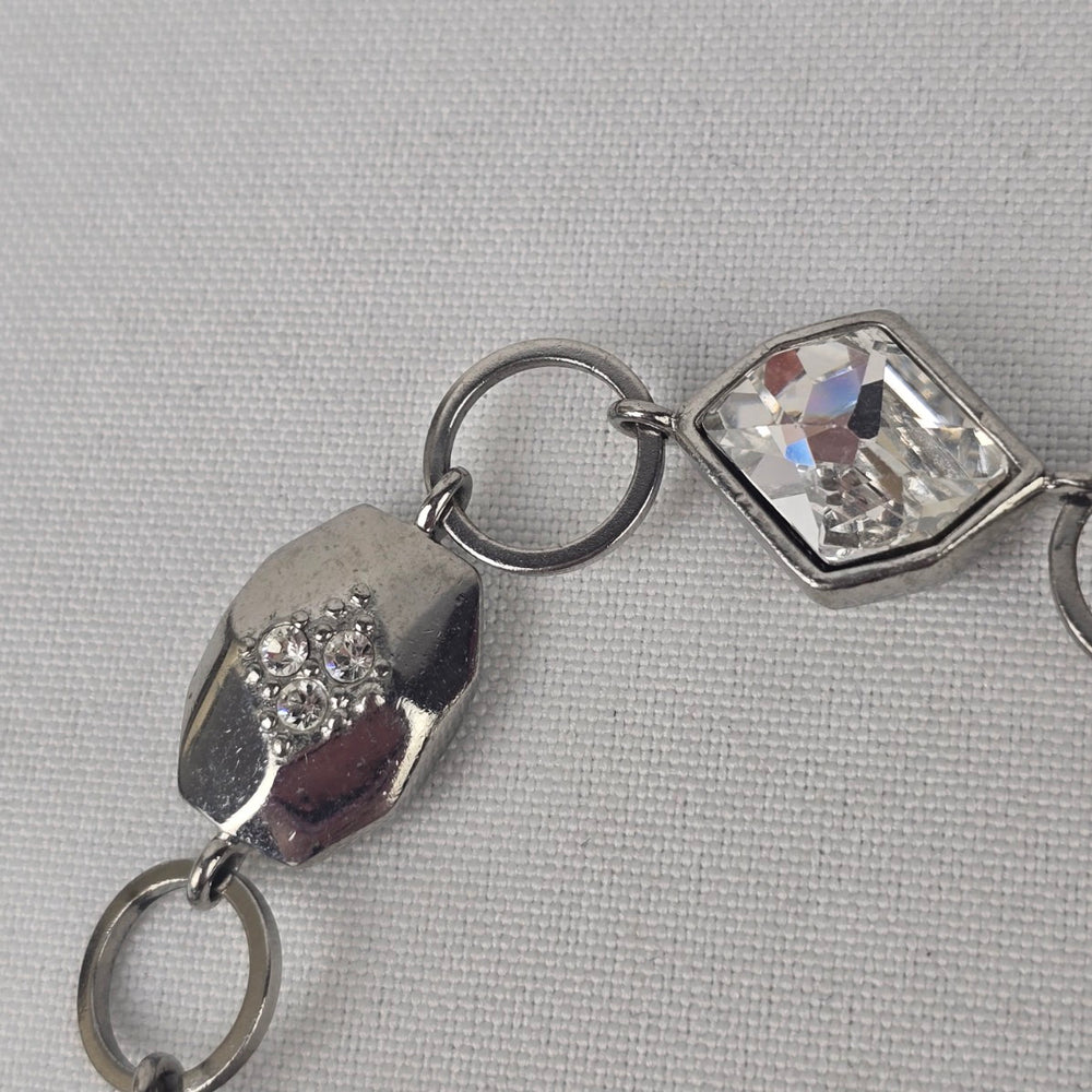 Dyrberg Kern Silver Rhinestone Faceted Link Bracelet