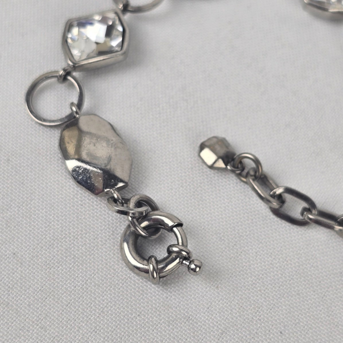 Dyrberg Kern Silver Rhinestone Faceted Link Bracelet