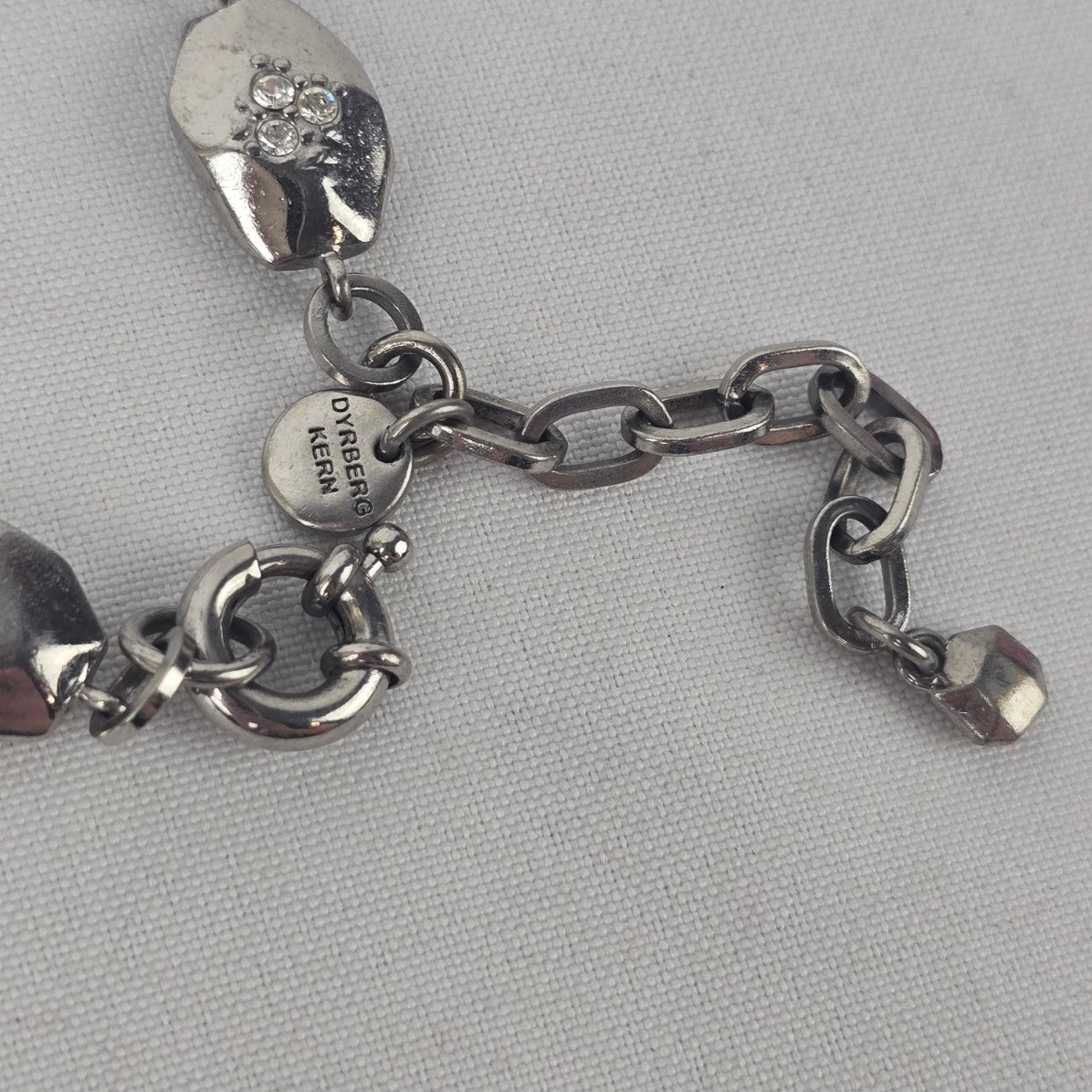 Dyrberg Kern Silver Rhinestone Faceted Link Bracelet