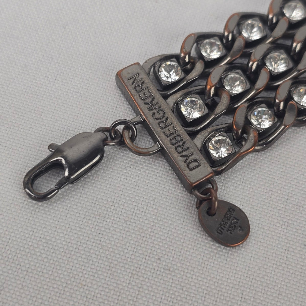Dyrberg Kern Black Metallic Rhinestone Chain Link Bracelet