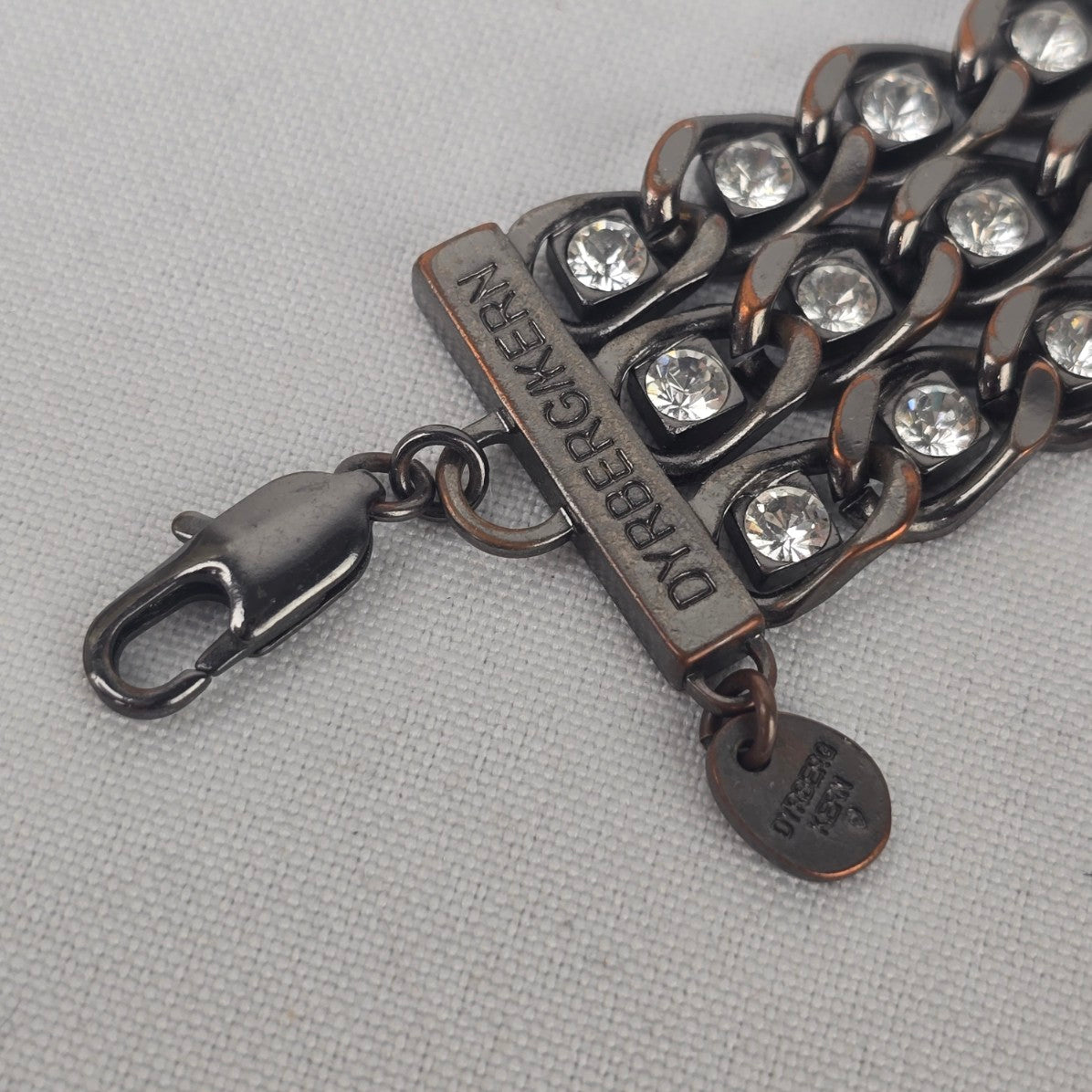 Dyrberg Kern Black Metallic Rhinestone Chain Link Bracelet