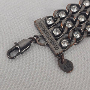 Dyrberg Kern Black Metallic Rhinestone Chain Link Bracelet