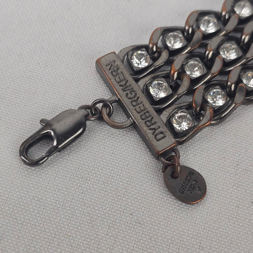 Dyrberg Kern Black Metallic Rhinestone Chain Link Bracelet