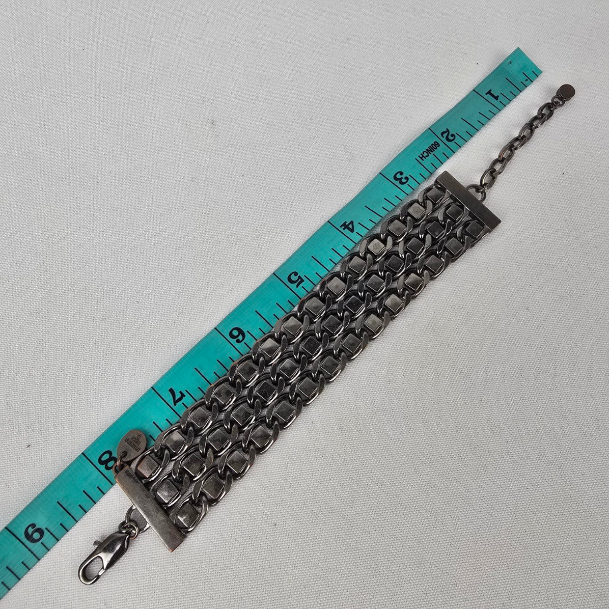 Dyrberg Kern Black Metallic Rhinestone Chain Link Bracelet