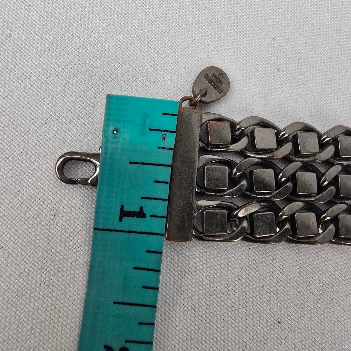 Dyrberg Kern Black Metallic Rhinestone Chain Link Bracelet